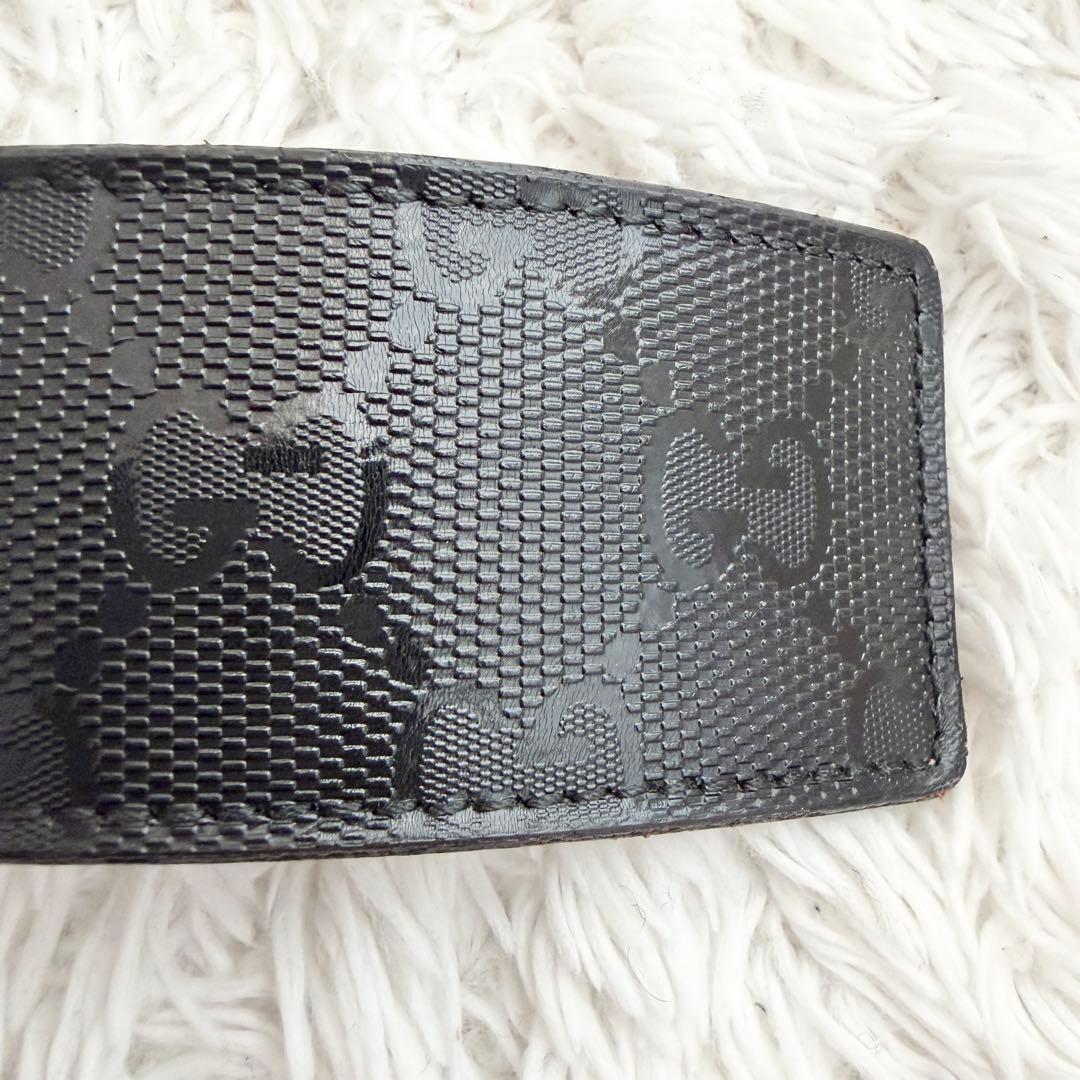 【美品】GUCCI グッチ ベルト インターロッキング GG デカロゴ 黒
