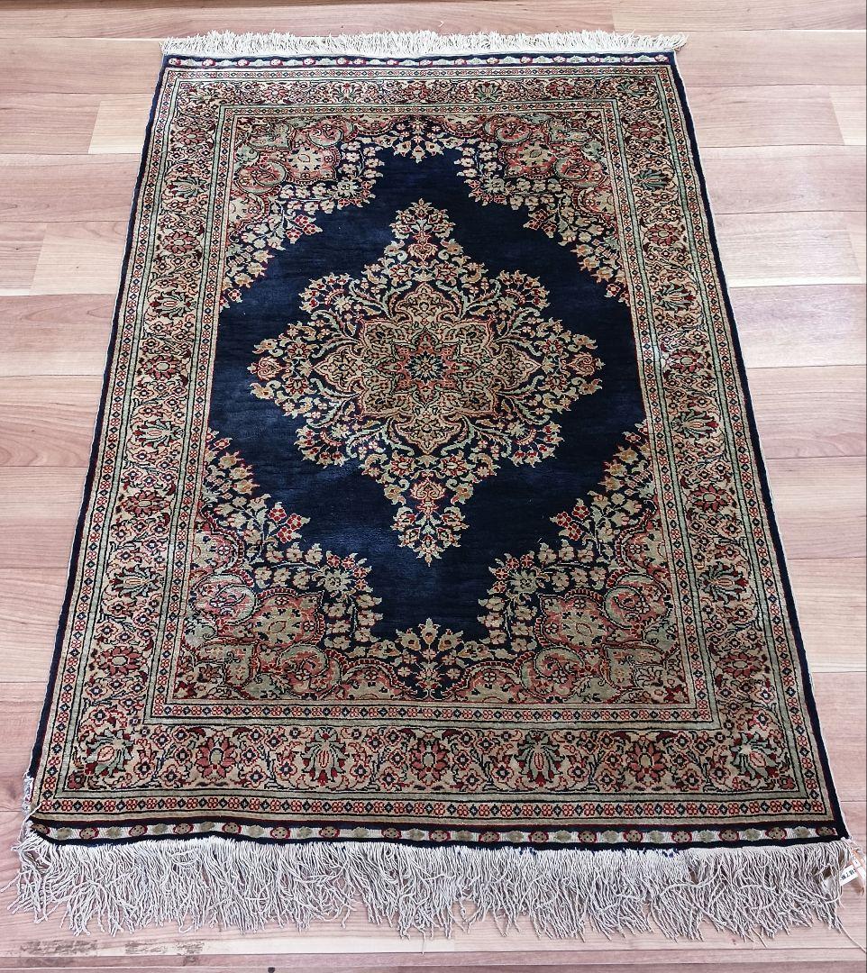 Y2756 トルコ絨毯 カイセリ シルク100% 手織り 135×91㎝