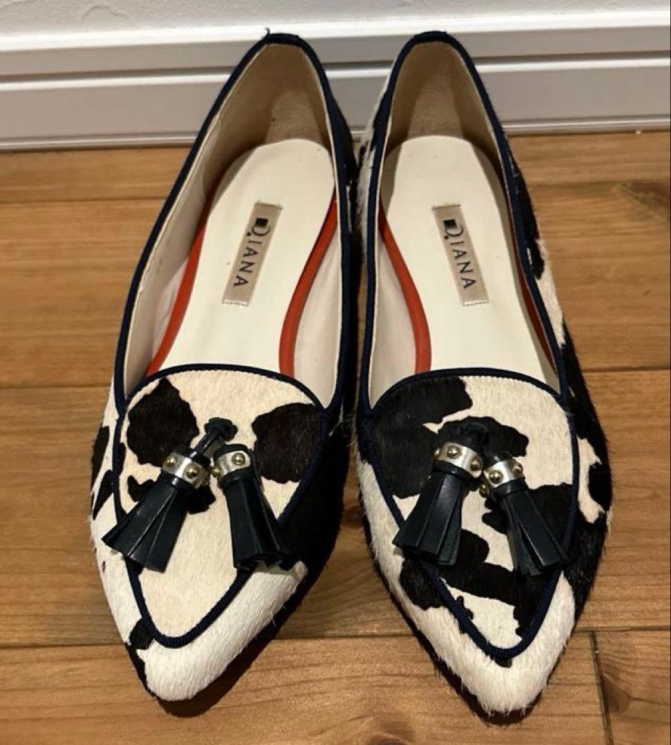 【未使用】DIANA 牛柄 ハラコ ポインテッドトゥパンプス