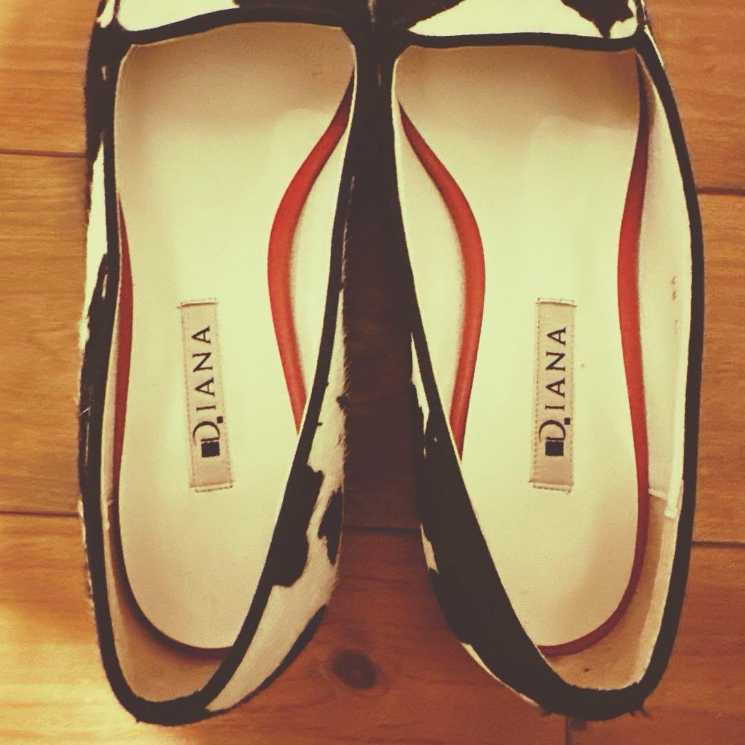【未使用】DIANA 牛柄 ハラコ ポインテッドトゥパンプス