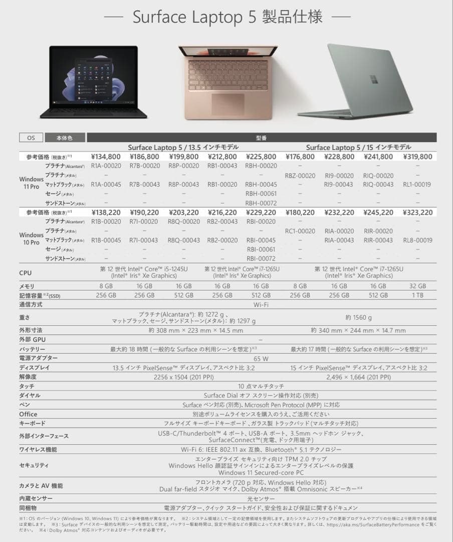 Windowsノート本体 Microsoft Surface Laptop 13.5 R1A-00045