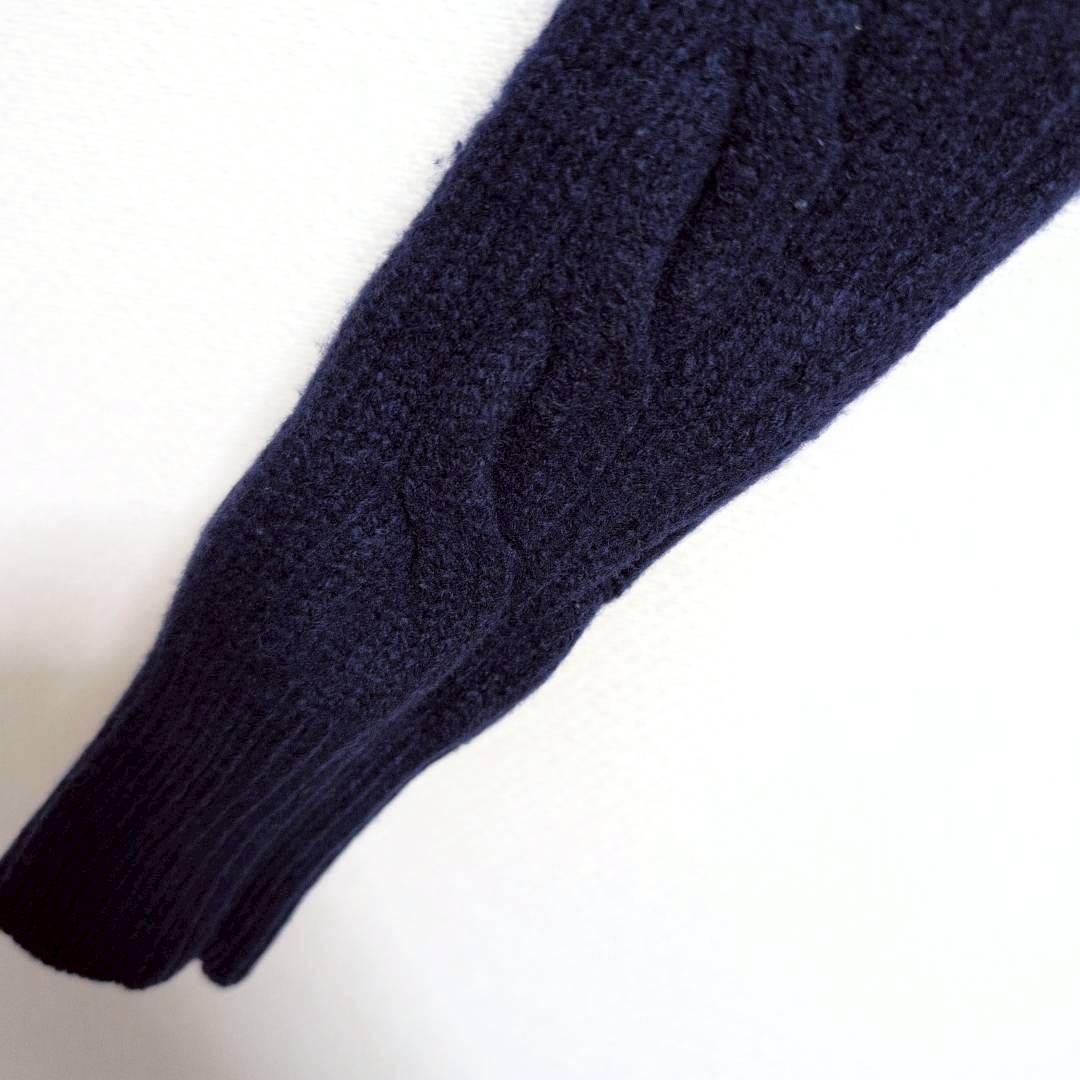 【ポロラルフローレン】ケーブルニットカーディガン　刺繍ロゴ　カシミヤ　ウール