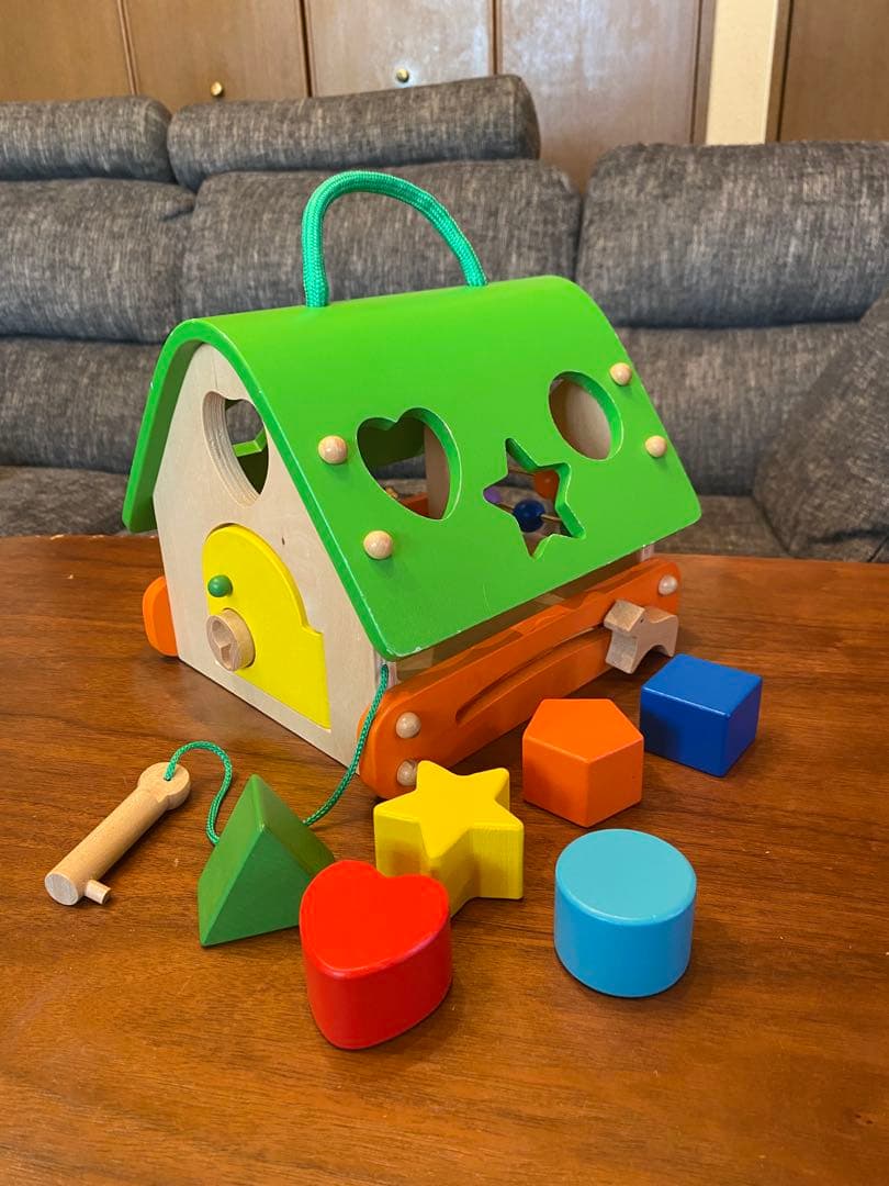 木のおもちゃ　6点セット　スロープ　楽器　型はめ　積み木　そろばん　絵合わせ