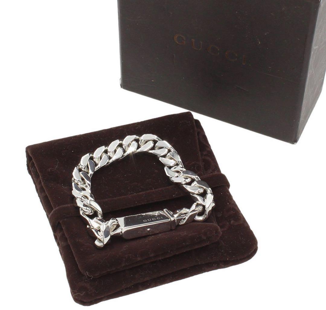 N2313 グッチ SV925 シルバー 喜平チェーン デザイン ブレスレット