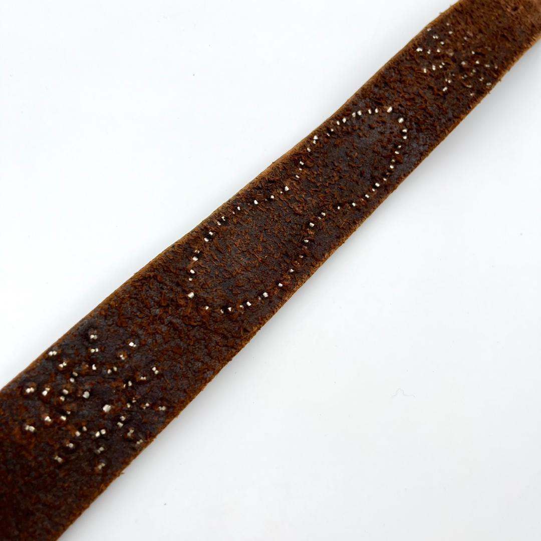 HTC エイチティーシ－ ベルト ビジュー スタッズ 装飾 本革 ダークブラウン