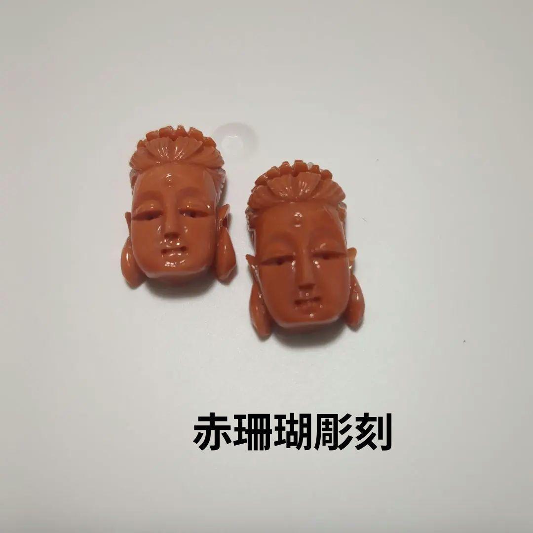 赤珊瑚　観音様彫刻ペア
