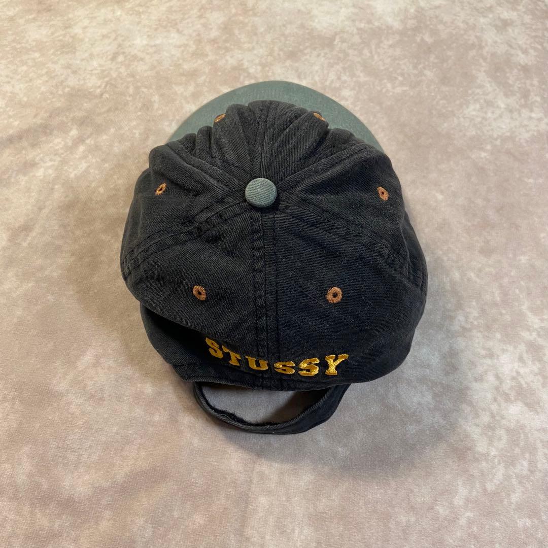 90s Stussy hats キャップ SS刺繍 2トーン カーキ/ブラック
