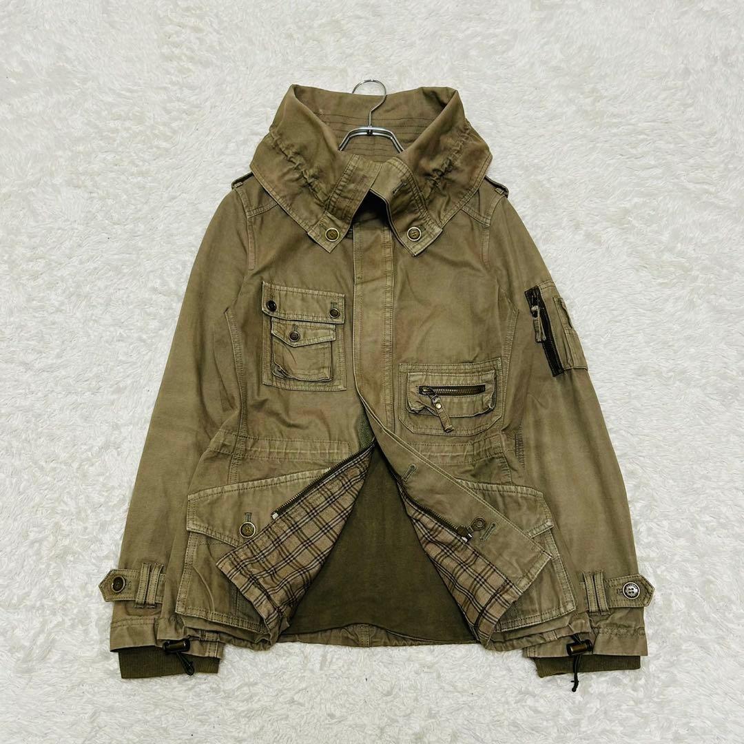 y2k 00s バーバリーブルーレーベル モッズコート ミリタリー ノバチェック