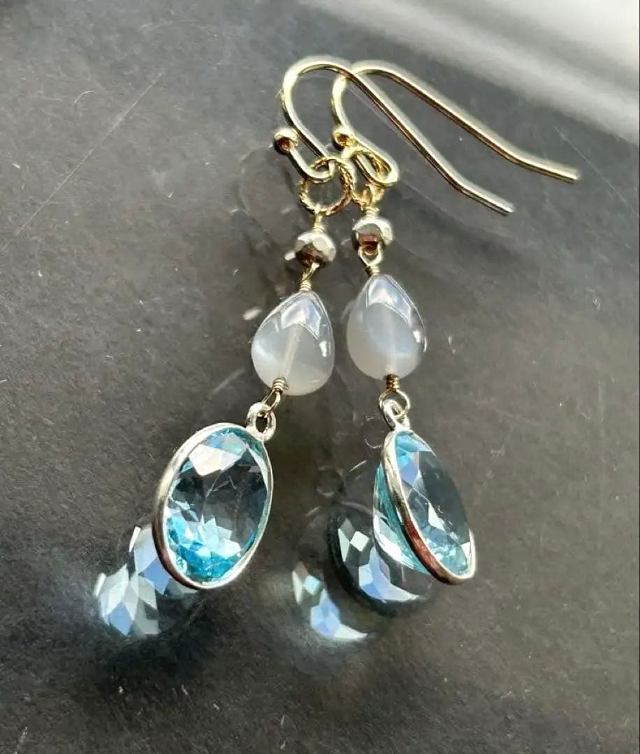 ブルートパーズルースsilver＆グレームーンストーン＆カレンシルバーチャーム他