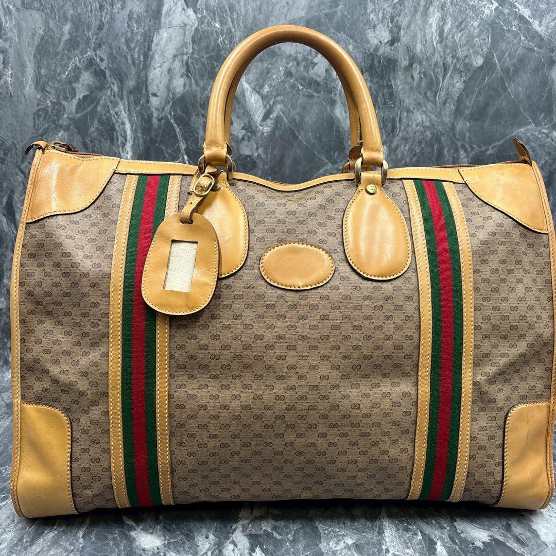 ✨美品✨GUCCI シェリーライン GG ブラウン レザー ボストンバッグ ロゴ