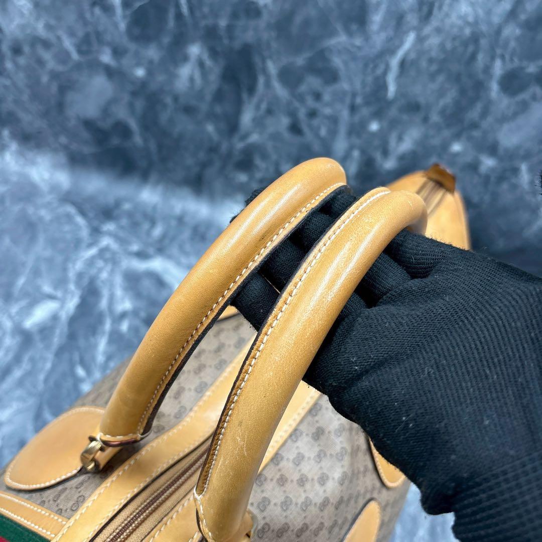 ✨美品✨GUCCI シェリーライン GG ブラウン レザー ボストンバッグ ロゴ