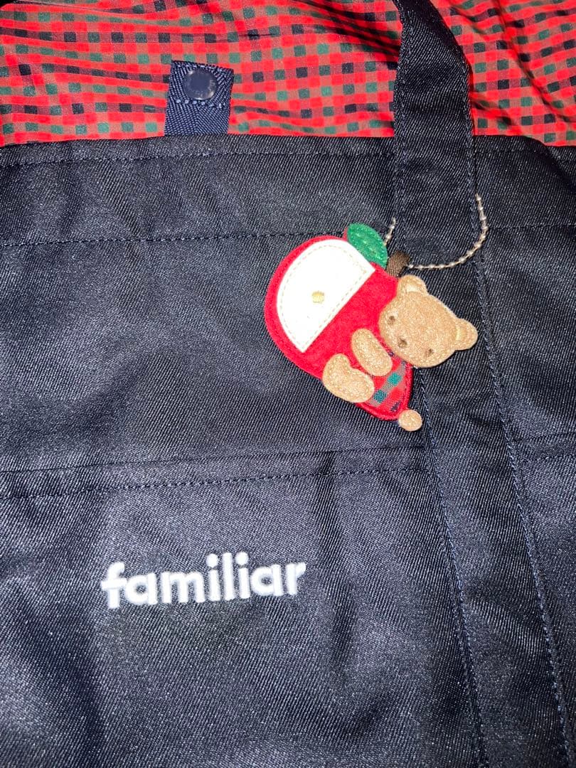 ファミリア familiar マザーズバッグ ネイビー 赤チェック柄　未使用