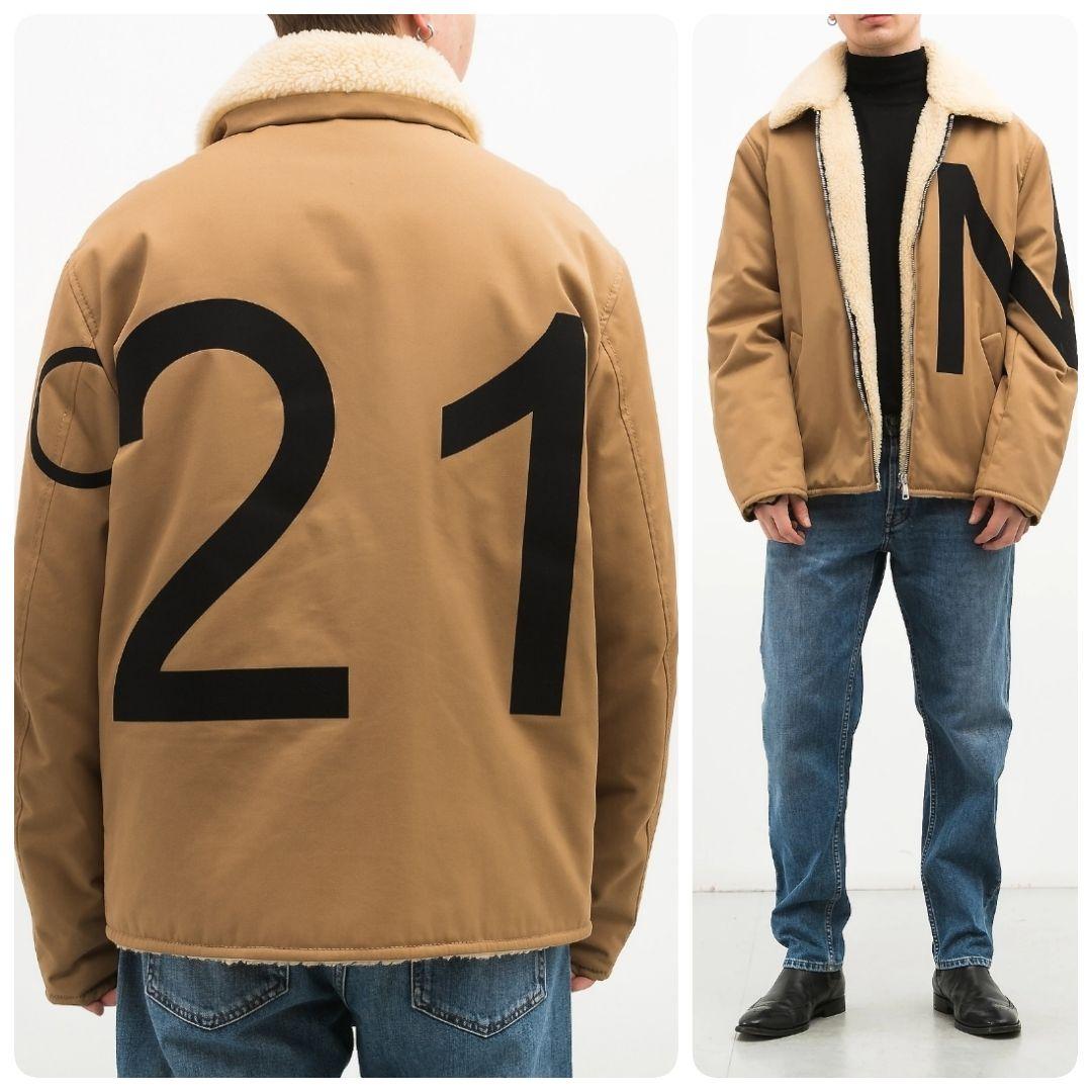 N˚21 ヌメロヴェントゥーノ フェイクムートンロゴプリントジャケット ベージュ