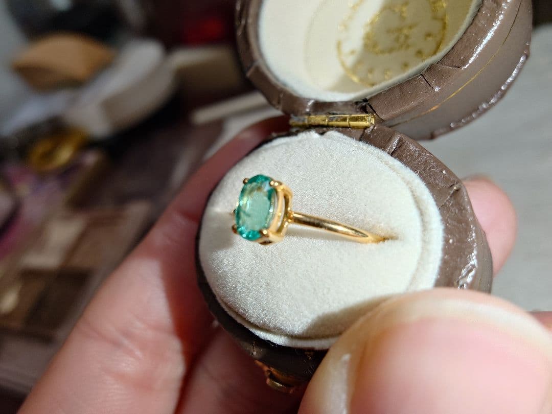 グリーンベリル　k18 12号 ミネラルマルシェ　指輪