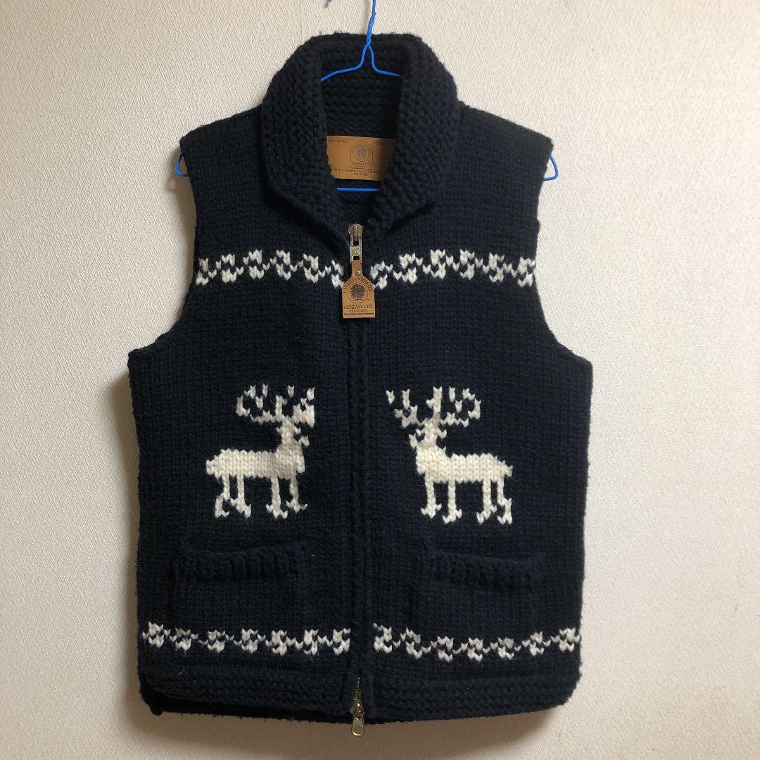 カウチンベスト (ブラック×ホワイト)サイズ38