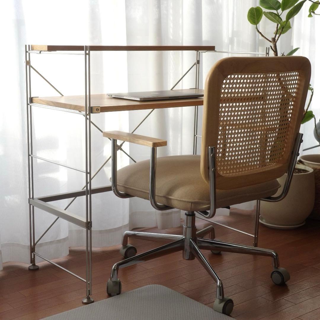 ラムにく【美品】無印良品 ステンレスユニットシェルフ　オーク