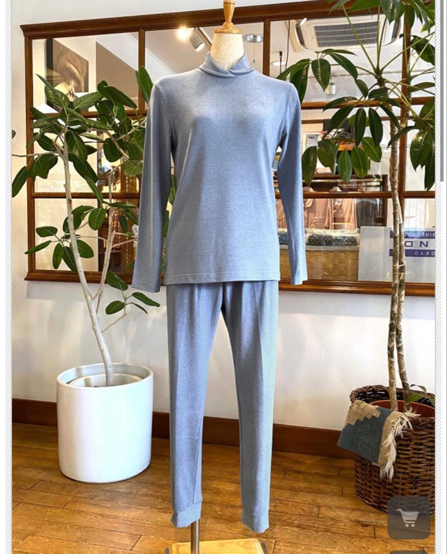 ミップベア天竺中ボーダー・L★ 三峰 WIND ウインド　パジャマ　サックス