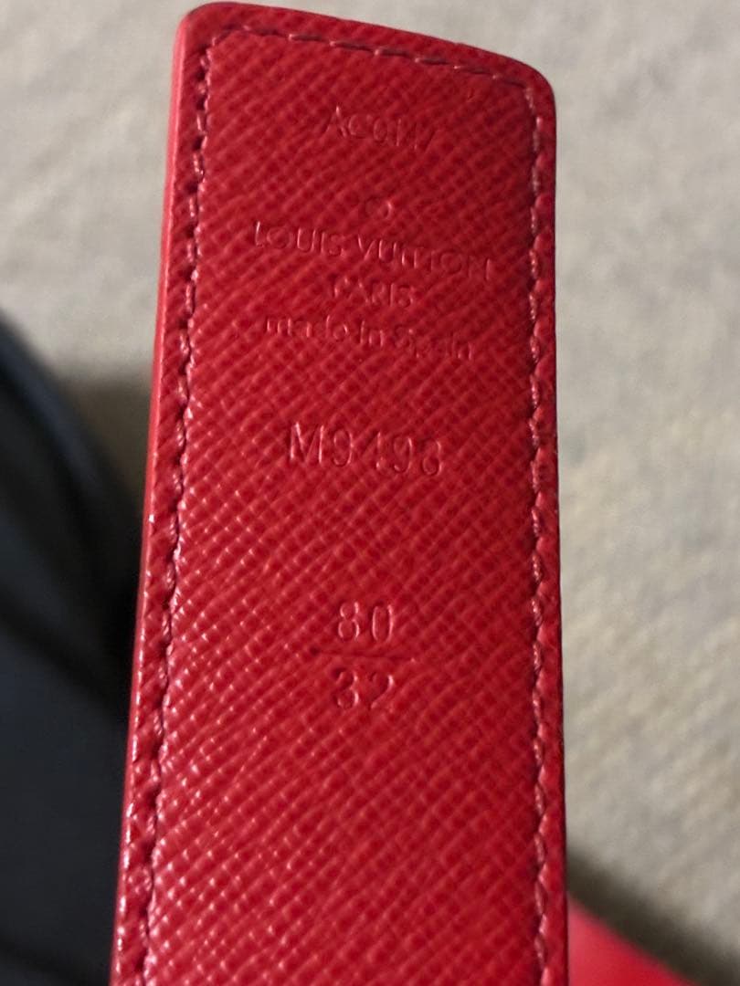 Louis Vuitton レザー ベルト ブラウン/レッド リバーシブル