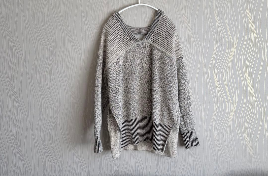 トップス clane W FACE CUT NECK WIDE KNIT TOPS