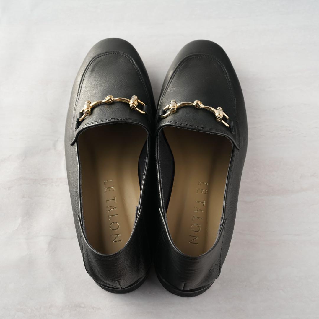 ルタロン ローファー 黒 ブラック レザービットバブーシュ 23.5