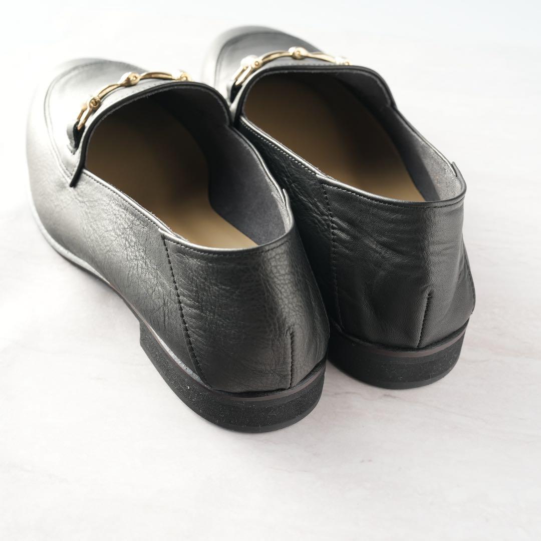 ルタロン ローファー 黒 ブラック レザービットバブーシュ 23.5