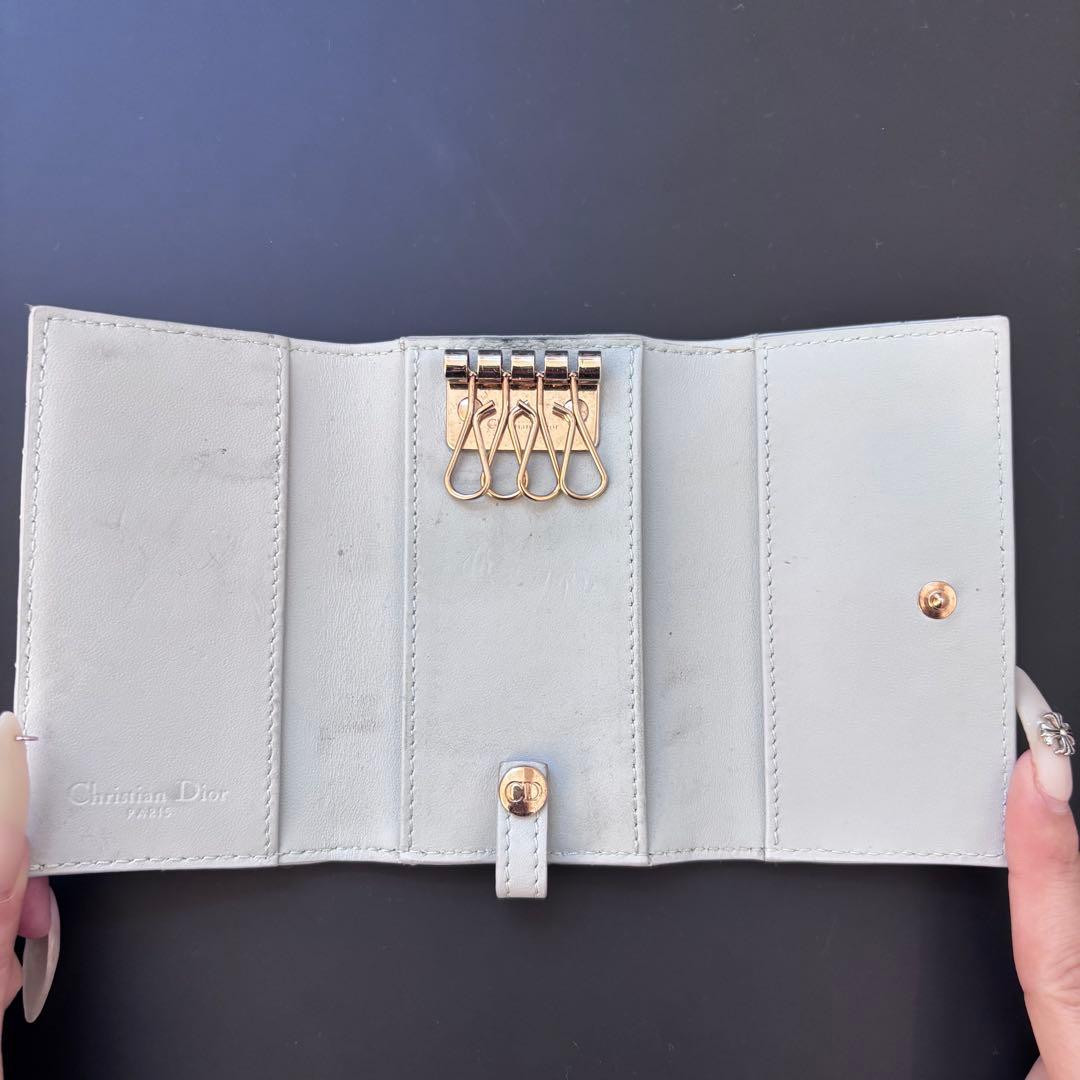 Dior キルティングレザーキーケース　ミントグリーン