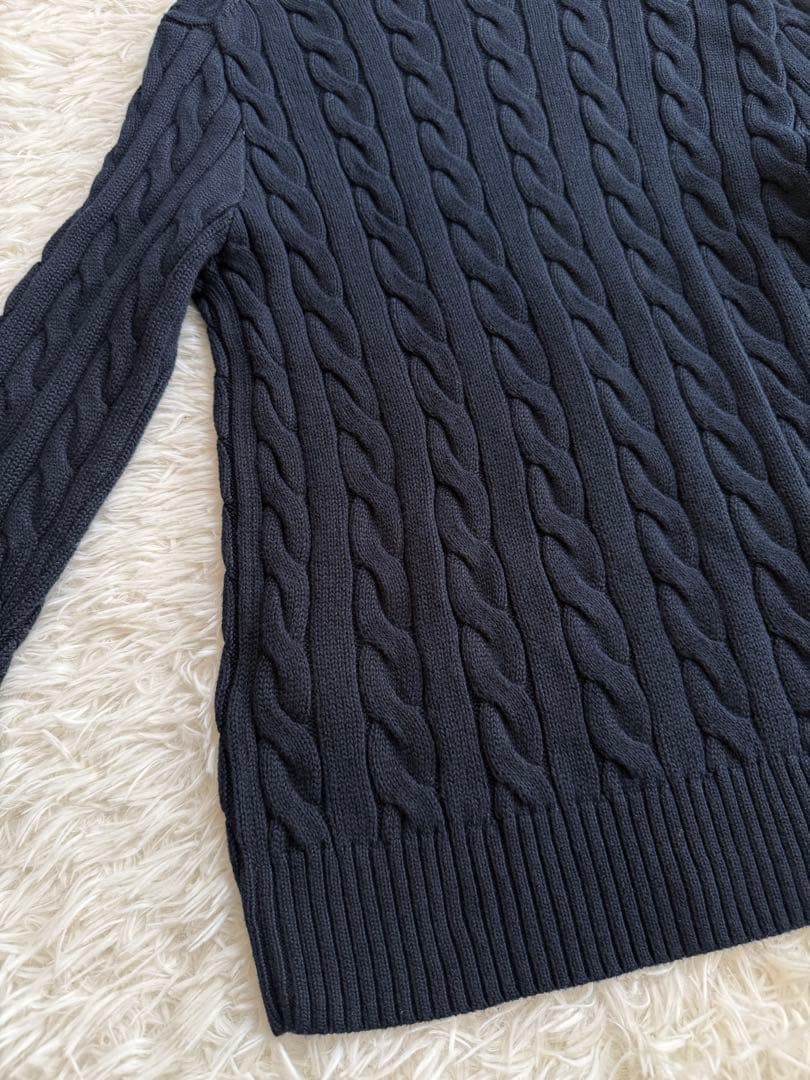 現行 ポロラルフローレン ケーブルニット メンズS ユニセックス 濃紺 ネイビー