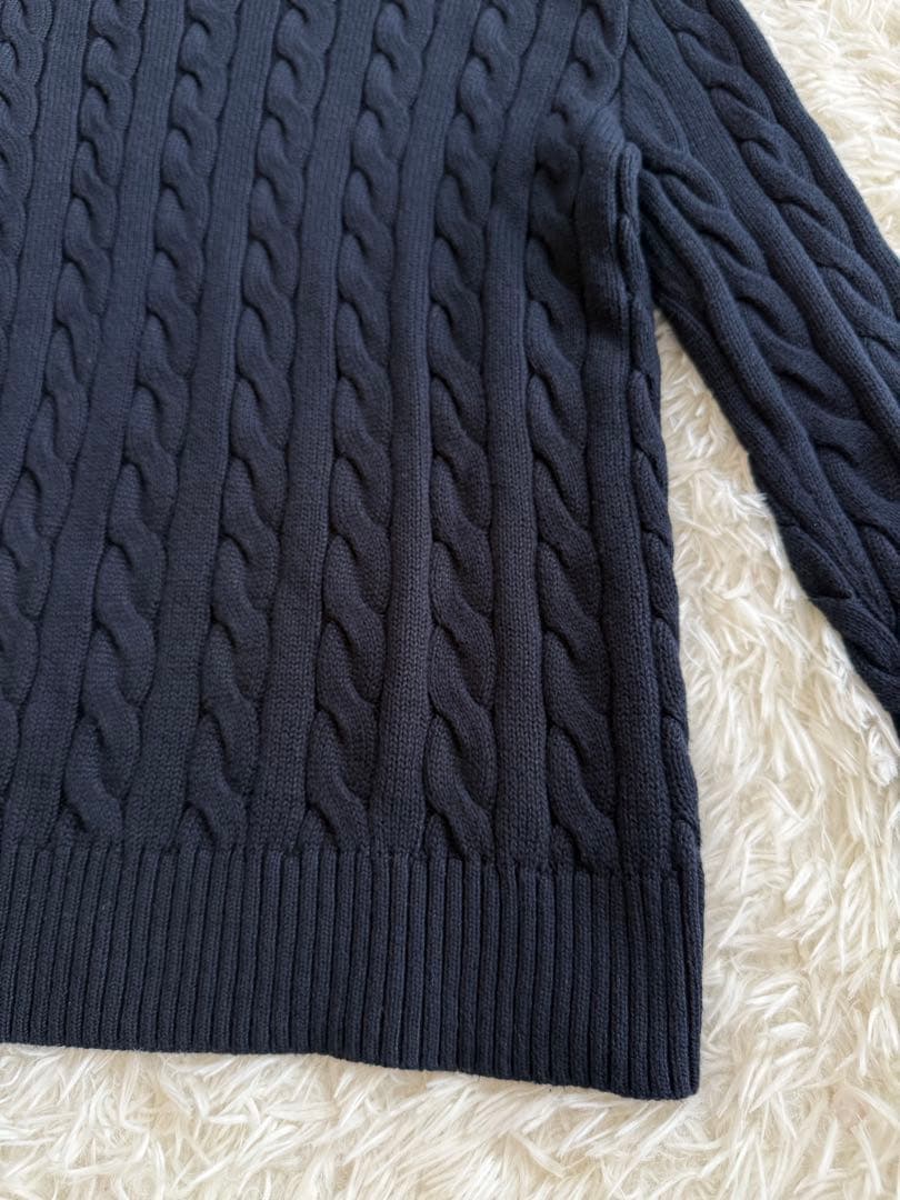 現行 ポロラルフローレン ケーブルニット メンズS ユニセックス 濃紺 ネイビー