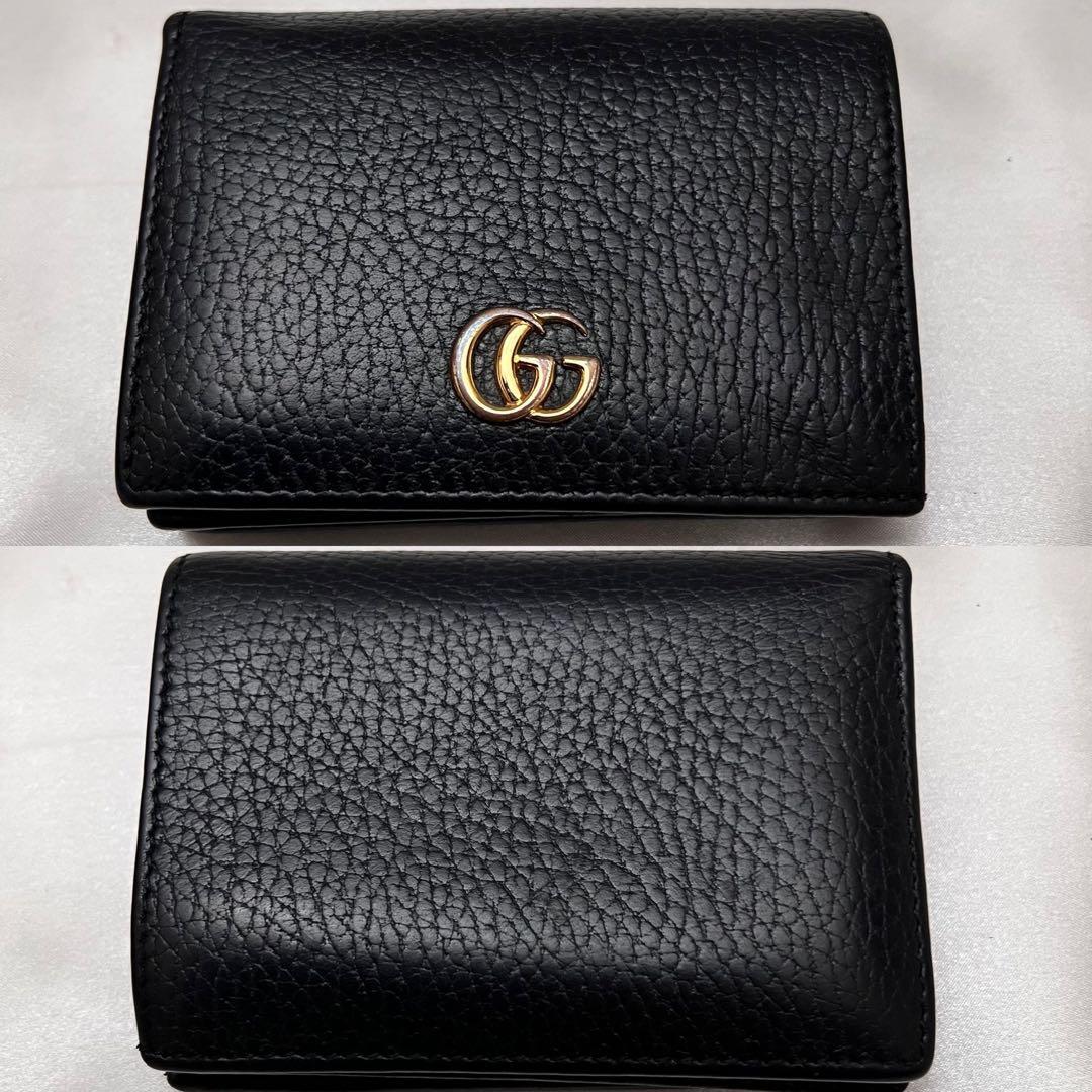 ◇箱・袋付き美品◇グッチ　GGマーモント　456126　二つ折り財布　ブラック