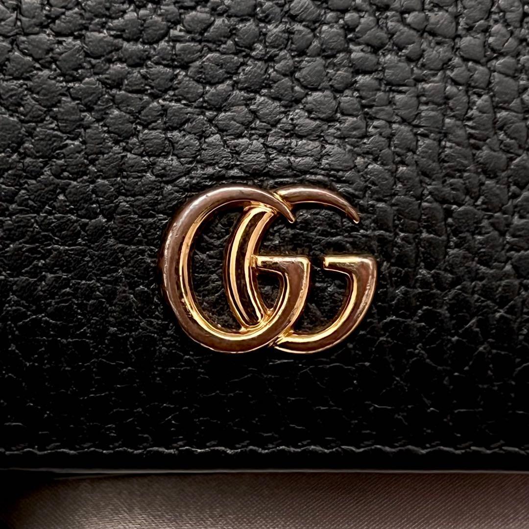 ◇箱・袋付き美品◇グッチ　GGマーモント　456126　二つ折り財布　ブラック