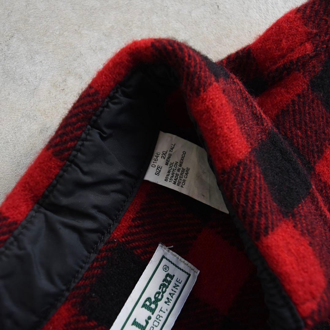 90s L.L.Beanエルエルビーン メインガイド ウールシャツ赤×黒USA製