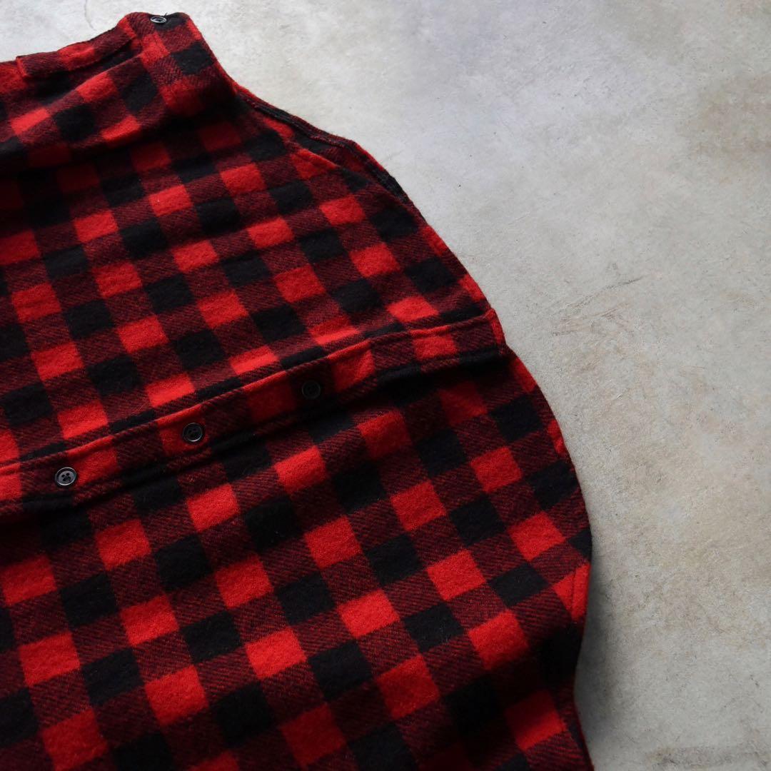 90s L.L.Beanエルエルビーン メインガイド ウールシャツ赤×黒USA製