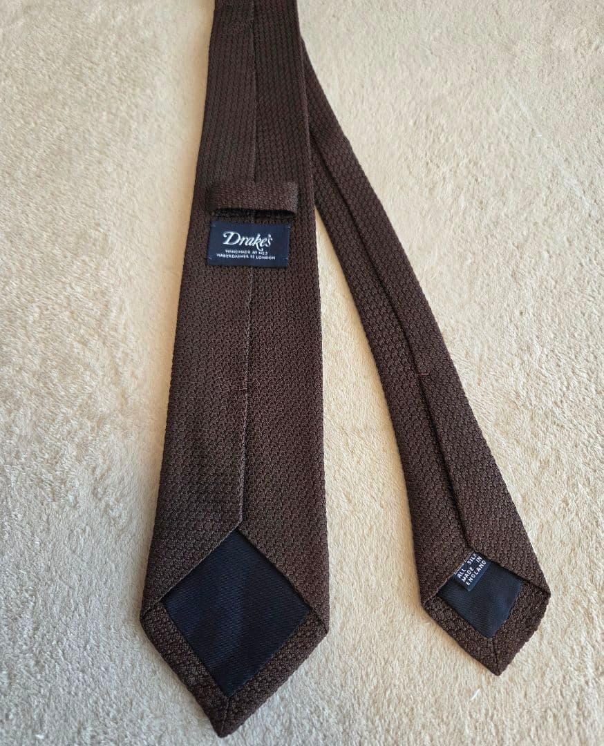 Drake's グレナディンシルクタイ ブラウン