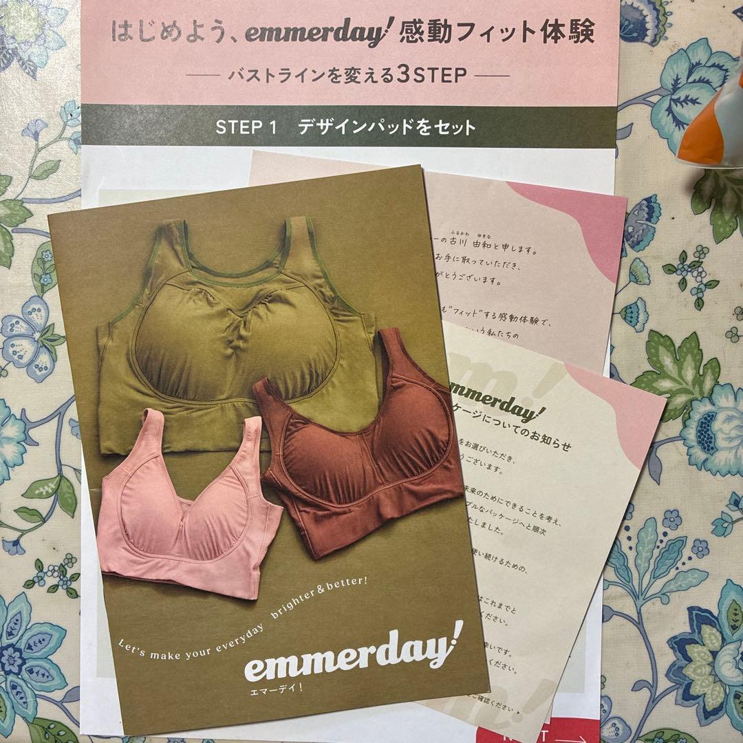 emmerdey ノンワイヤーブラ 5L 3枚セット オリジナルポーチ付き