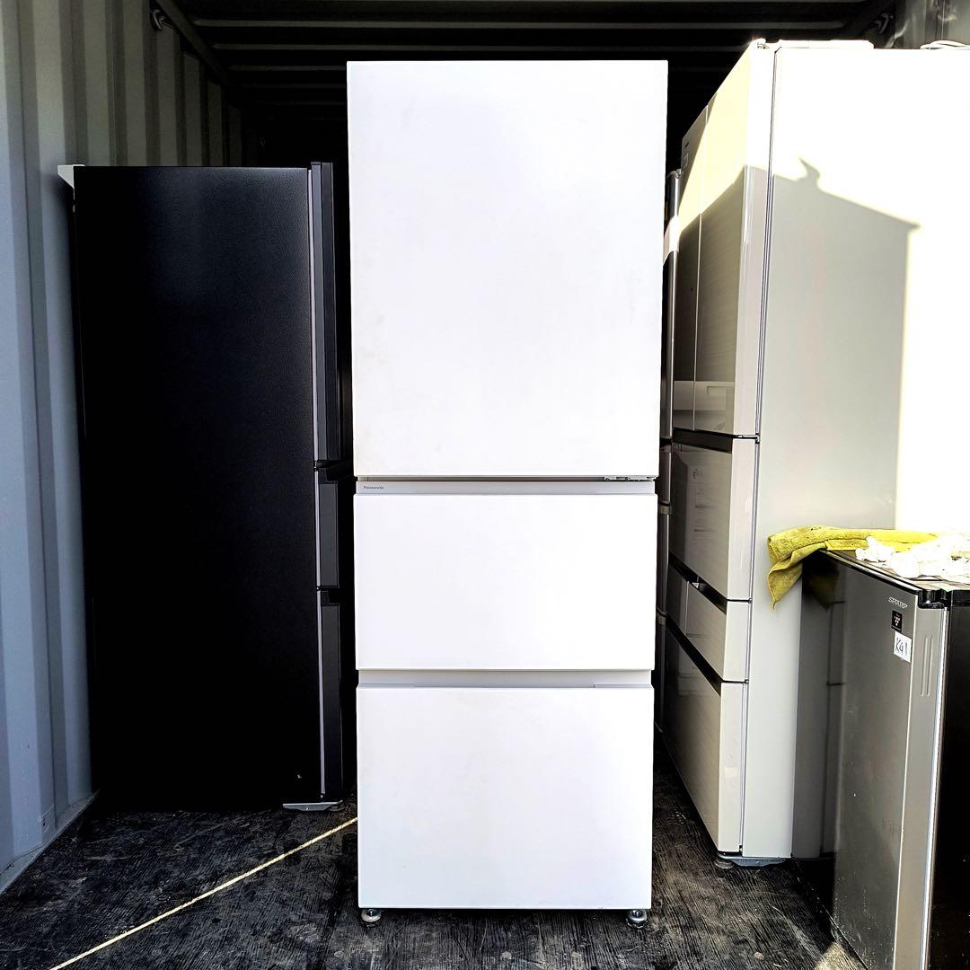 54運搬取付無料！マットホワイト純正Pana３ドア奥行薄型冷蔵庫！完動品超美品！