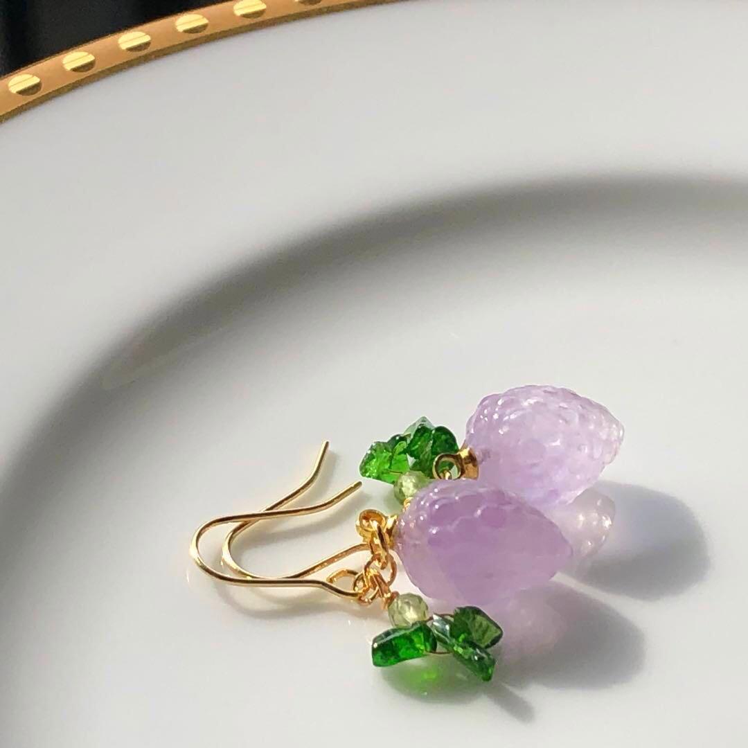 天然石☆ぶどうのピアス14kgf