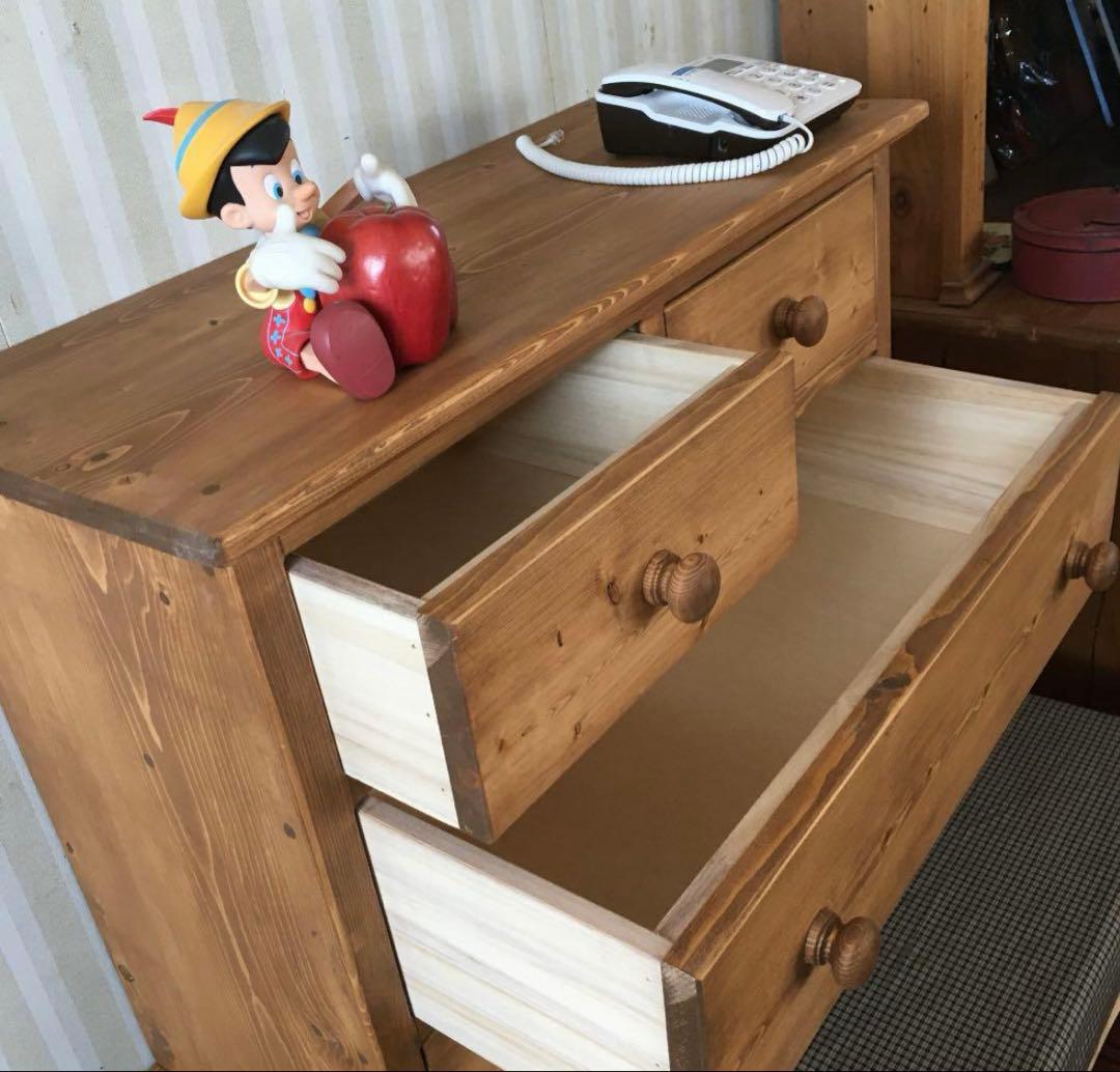 カントリーチェスト　パイン材　オールドパイン風フレンチカントリー調　ハンドメイド