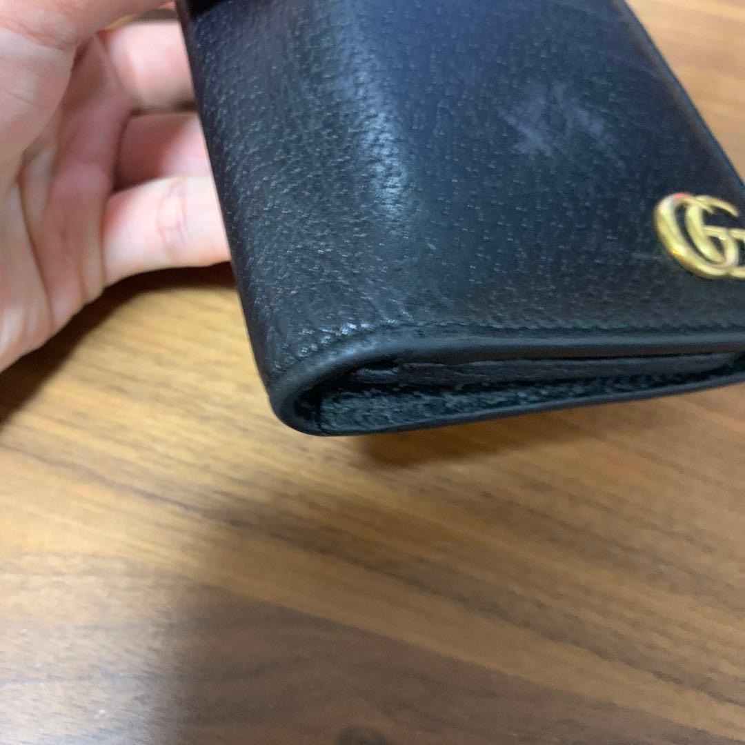 GUCCI グッチ GGマーモント レザー ロング ブラック 皮 財布 黒