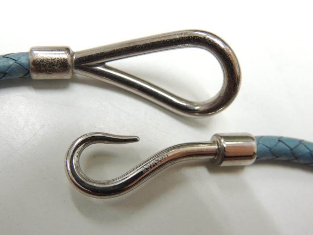 エルメス HERMES イントレ 編み込み レザー ジャンボ 2連 ブレスレット