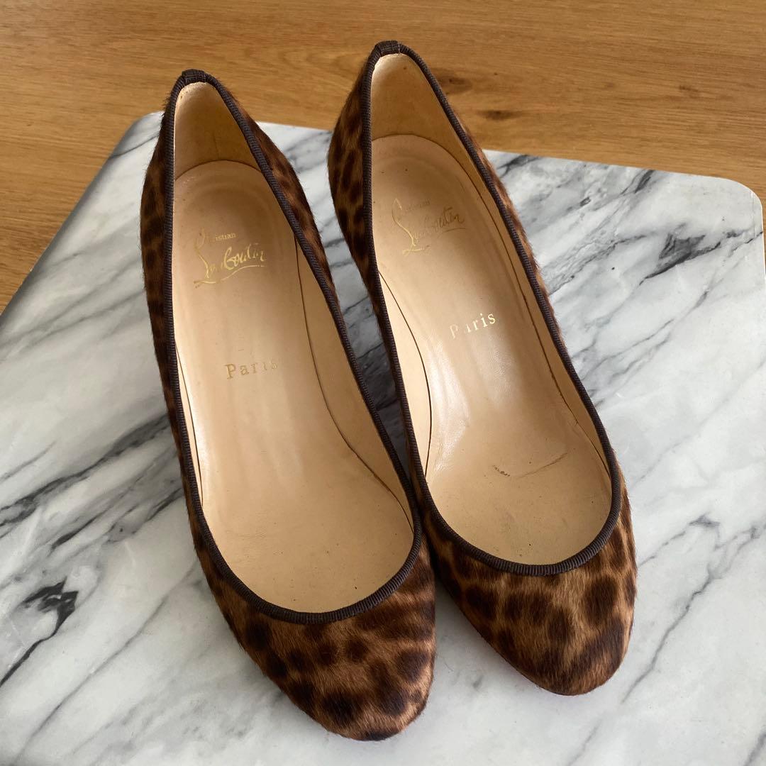 ルブタン　ハラコ　レオパードパンプス37