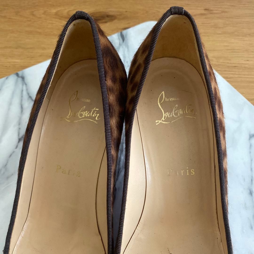 ルブタン　ハラコ　レオパードパンプス37