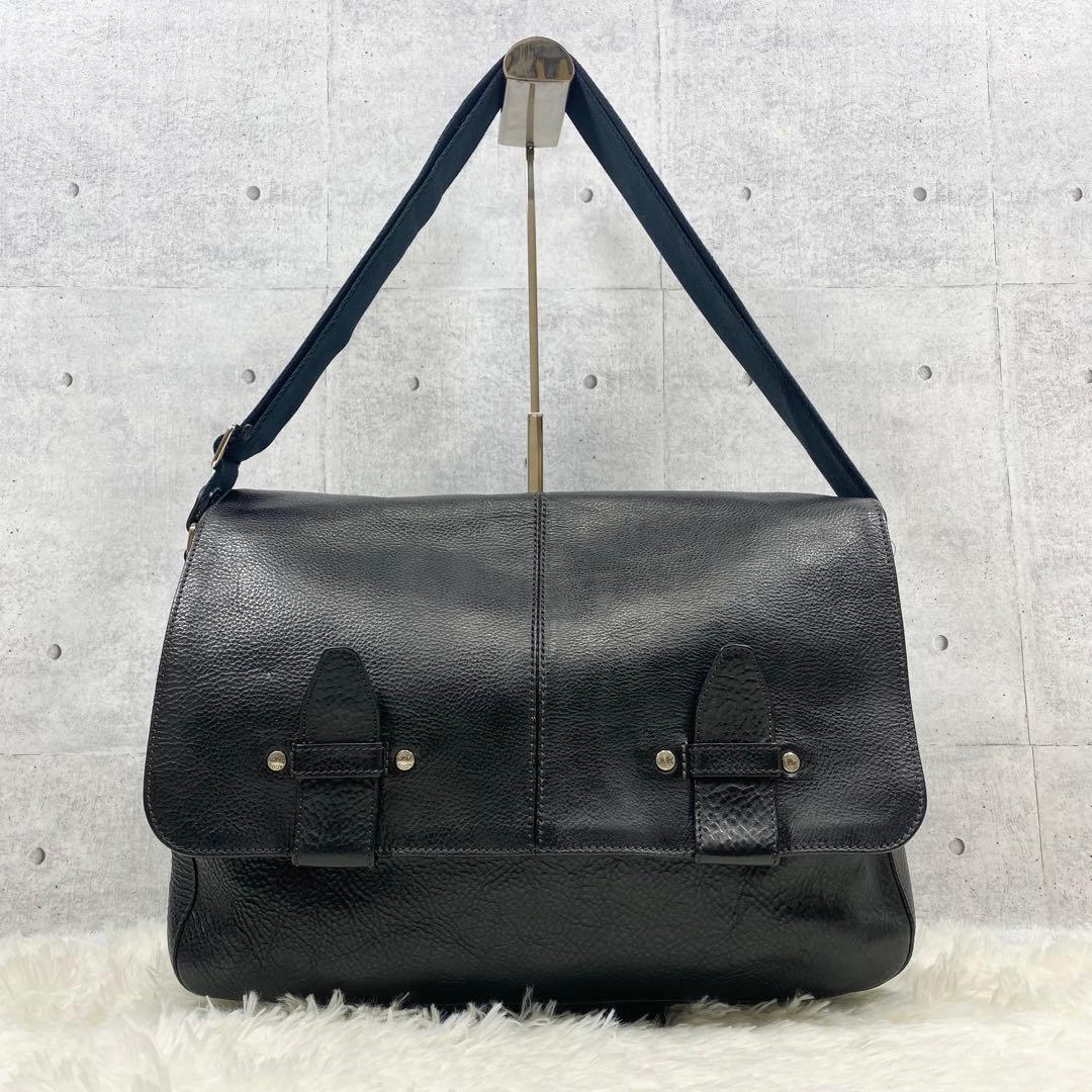 TOD’S トッズ　ショルダー　メッセンジャー　バッグ　A4 シボ革　ブラック