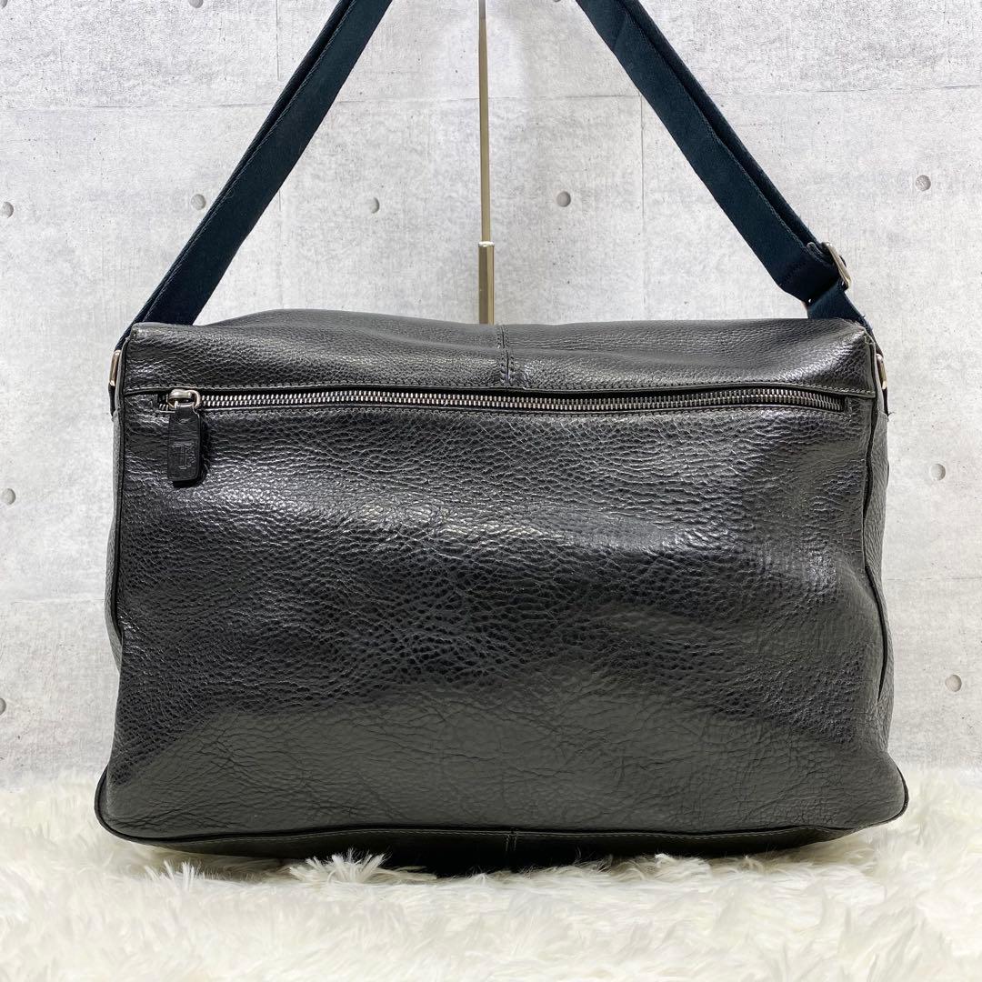 TOD’S トッズ　ショルダー　メッセンジャー　バッグ　A4 シボ革　ブラック