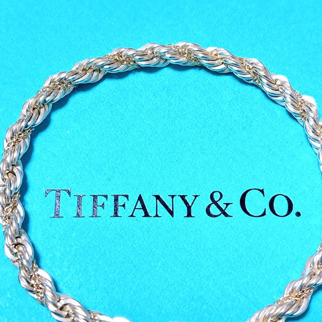 【美品】19cm ティファニー ツイスト コンビブレスレット 750/925