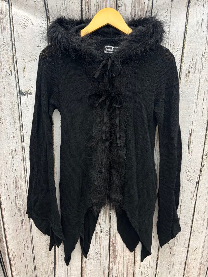 【Y57】h.naoto blood ファー付き 変形カーディガン