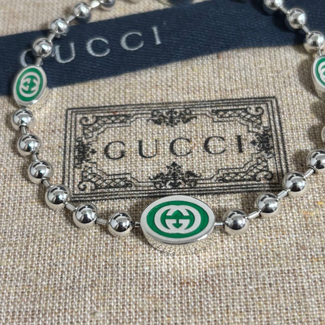 GUCCI 新品同様品　刻印19 インターロッキングGボールチェーンブレスレット