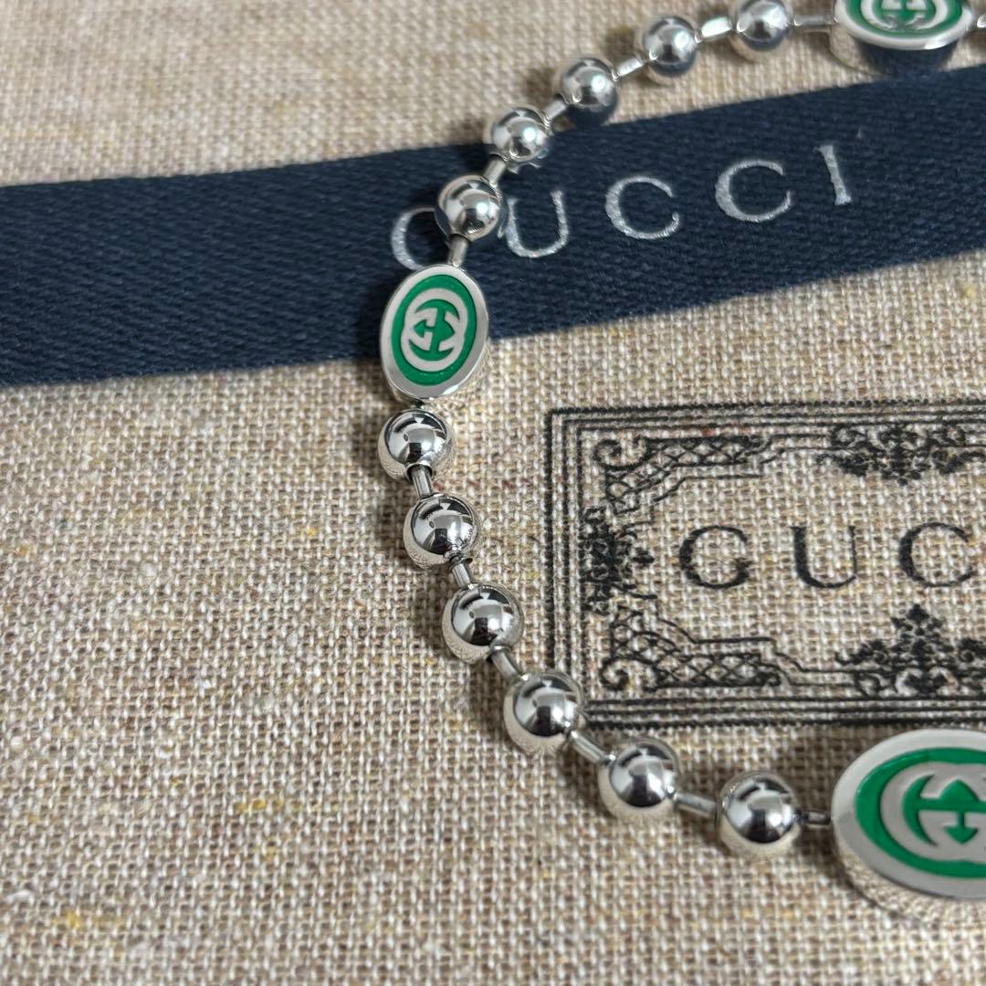 GUCCI 新品同様品　刻印19 インターロッキングGボールチェーンブレスレット