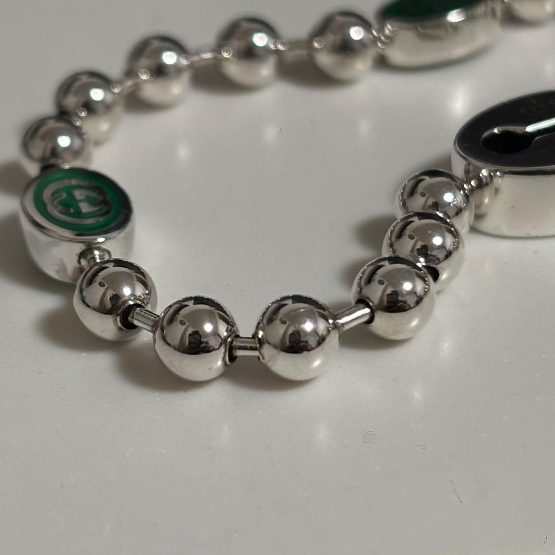 GUCCI 新品同様品　刻印19 インターロッキングGボールチェーンブレスレット