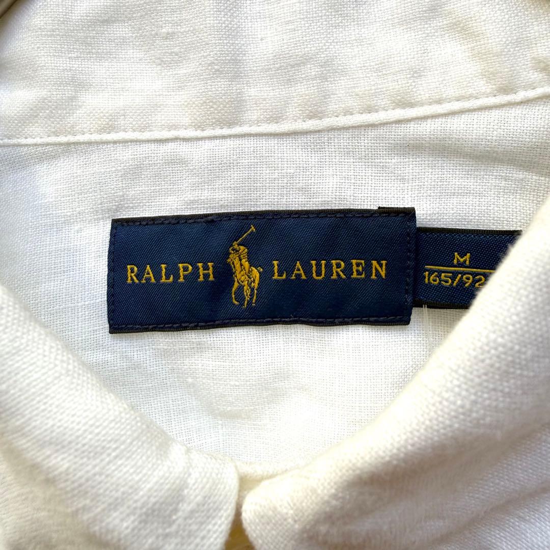 新品 RALPH LAUREN リネン 麻 100% シャツ 長袖 M ホワイト