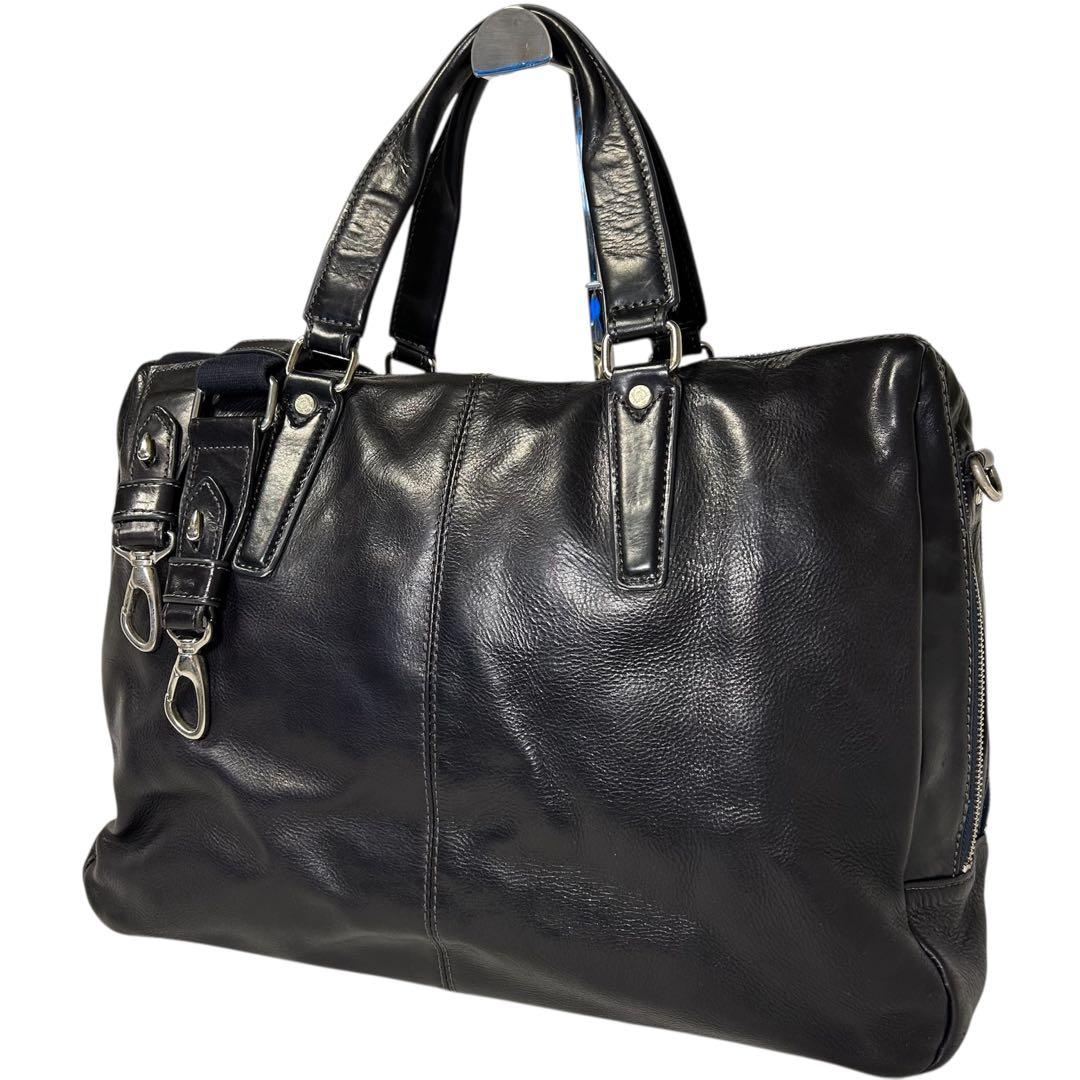 【希少】ACUNEO アクネオ ビジネスバッグ 2層式 2wayオールレザー 黒